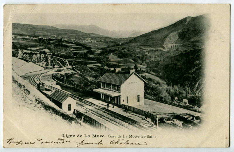 Carte postale ancienne Isère Ligne de la Mure Gare de la Motte-les-Bains à La Mure