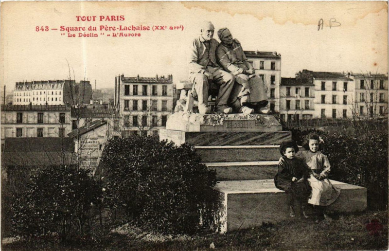 Carte postale ancienne Square du Père-Lachaise - Le Déclin - L'Aurore à Paris 20e