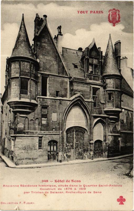 Carte postale ancienne Hôtel de Sens à Paris 4e