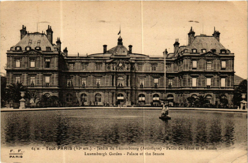 Carte postale ancienne Tout Paris 6e 64 M Jardin Luxembourg Palais Senat F Fleury à Paris 6e