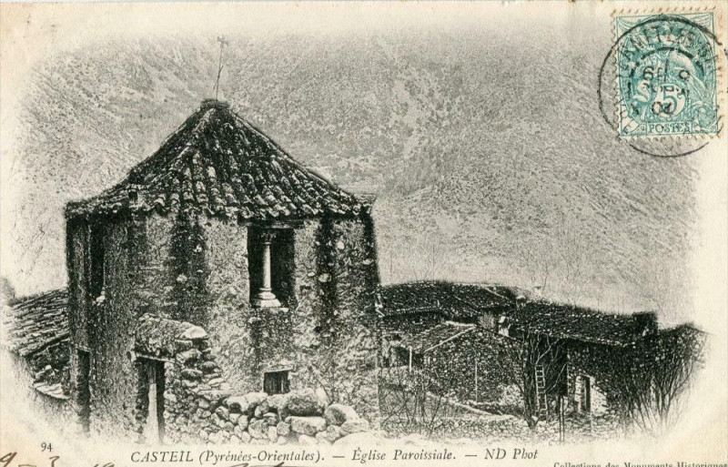 Carte postale ancienne Casteil Eglise Paroissiale (dos non divisé)  Frais de port gratuit à Casteil