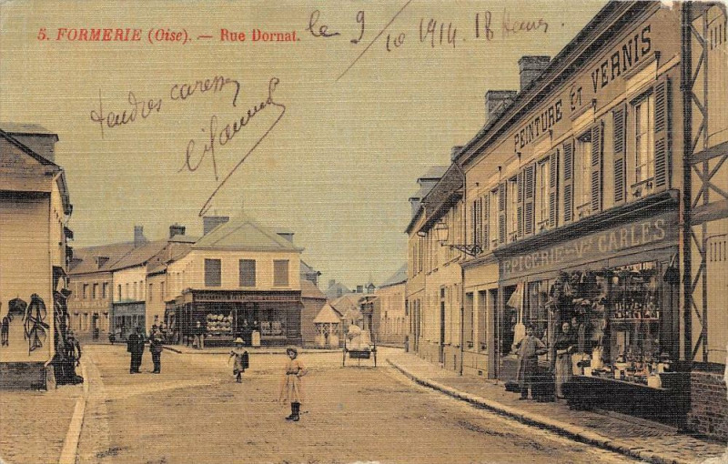 Carte postale ancienne Formerie Rue Dornat (cpa toilée émaillée à Formerie
