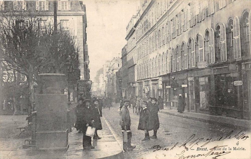 Carte postale ancienne Brest Rue De La Mairie à Brest