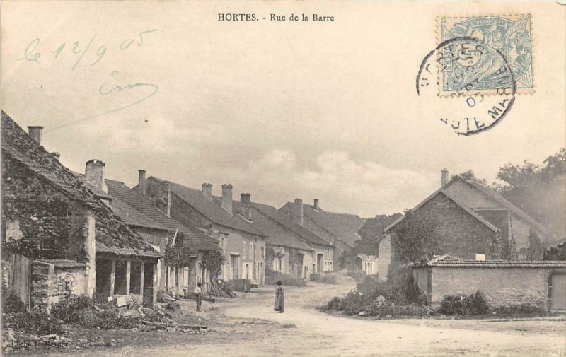 Carte postale ancienne Hortes Rue De La Barre (Scan Recto Verso
