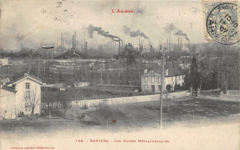 Carte postale ancienne Pamiers Les Usines Metallurgiques à Pamiers