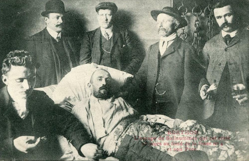 Carte postale ancienne Berthon L'Escape De Sallaumines Qui Est Reste 25 Jours Au Fond De La Foss à Sallaumines