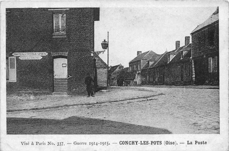 Carte postale ancienne Conchy Les Pots La Poste à Conchy-les-Pots