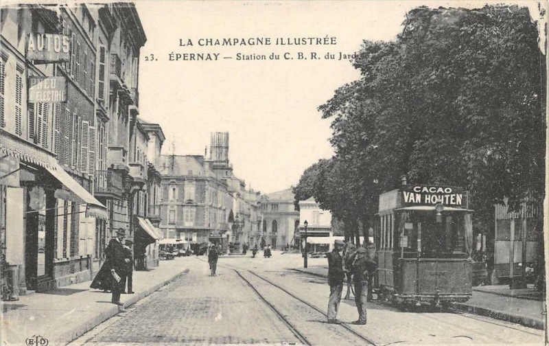 Carte postale ancienne Epernay Station Du C.B.R. (Tramway Gros Plan à Épernay