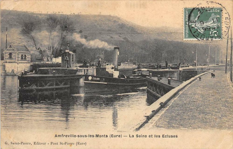 Carte postale ancienne Amfreville Sous Les Monts La Seine Et Les Ecluses à Amfreville-sous-les-Monts