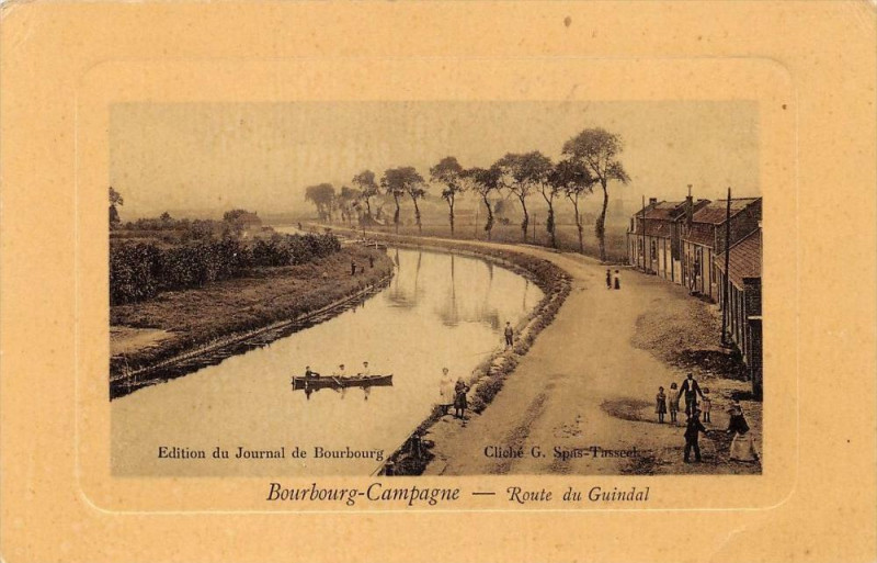 Carte postale ancienne Bourbourg Campagne Route Du Guindal (cpa glacée pas courante à Bourbourg