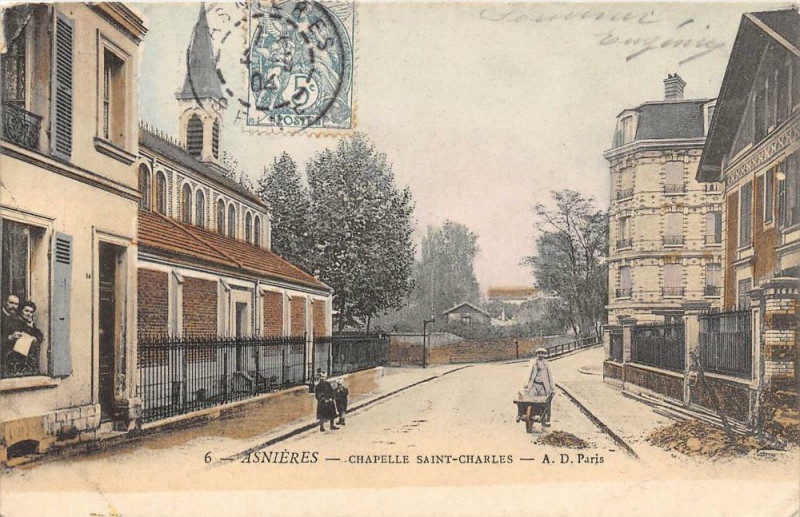 Carte postale ancienne Asnieres Chapelle Saint Charles