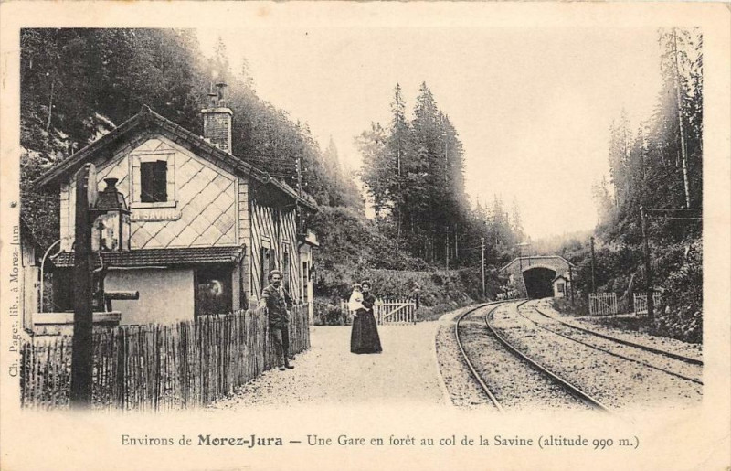 Carte postale ancienne Environs De Morez Jura Une Gare En Foret