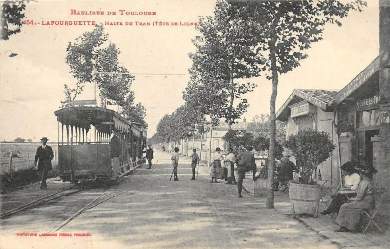 Carte postale ancienne Lafourguette Halte Du Tram Tete De Ligne (Train En Gare Superbe Cpa