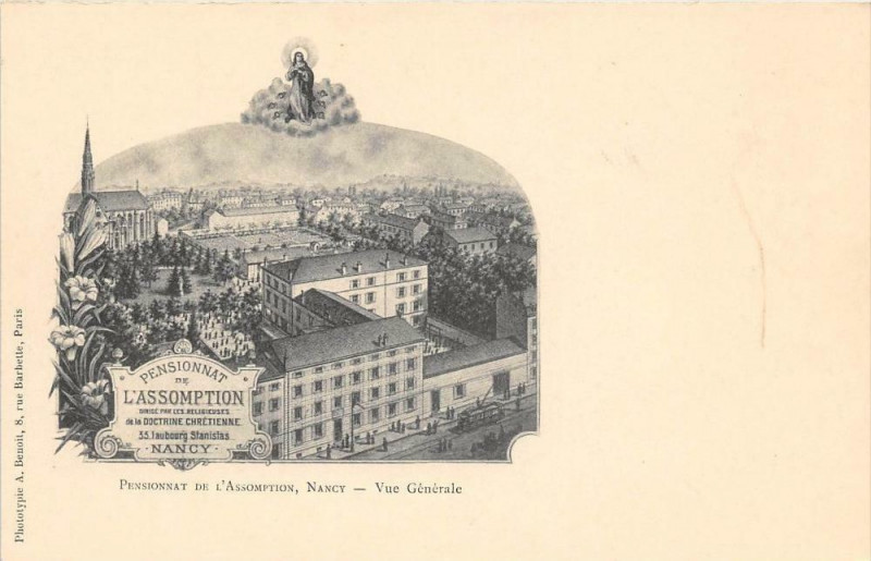 Carte postale ancienne Nancy Pensionnat De L'Assomption Vue Generale (dos non divisé) à Nancy