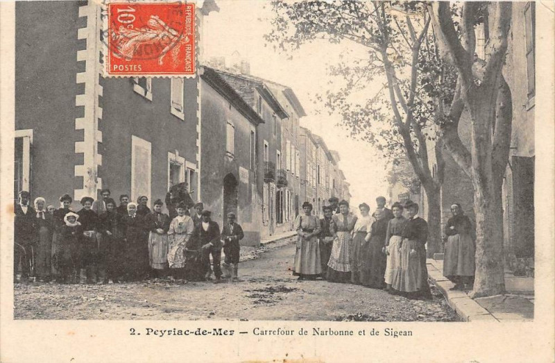 Carte postale ancienne Peyriac De Mer Carrefour De Narbonne Et De Sigean (cpa animée) à Narbonne