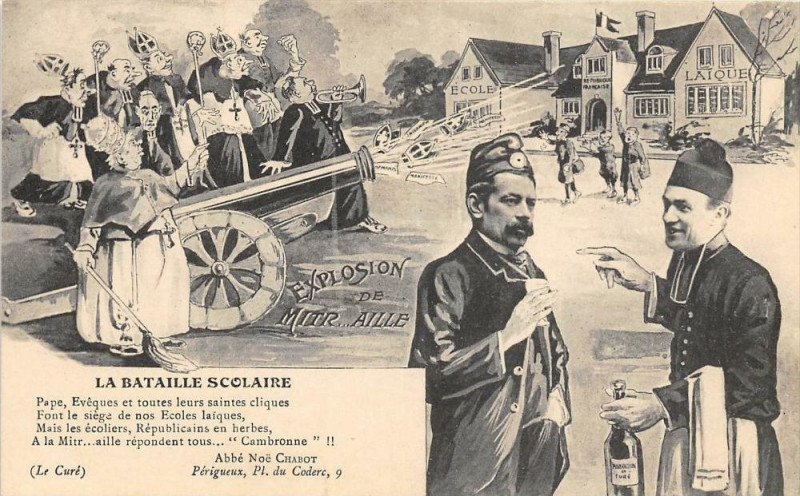 Carte postale ancienne La Bataille Scolaire Explosion De Mitra Ille