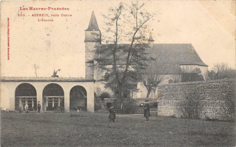 Carte postale ancienne Azereix Pres Ossun L´EGLISE (cpa pas courante à Azereix