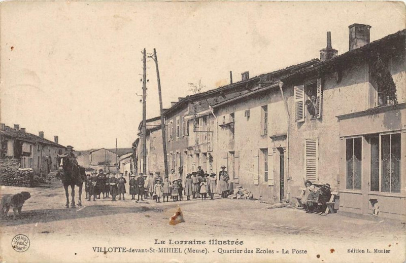 Carte postale ancienne Villotte Devant Saint-Mihiel Quartier Des Ecoles La Poste à Saint-Mihiel