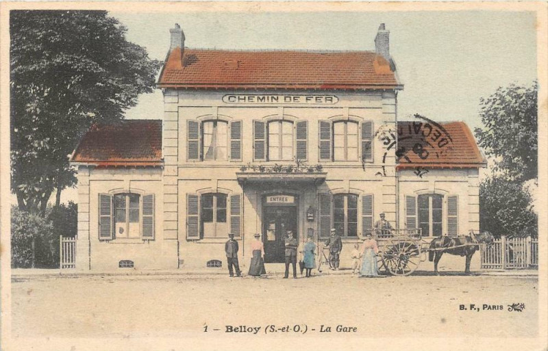 Carte postale ancienne Belloy - La Gare à Belloy-en-France