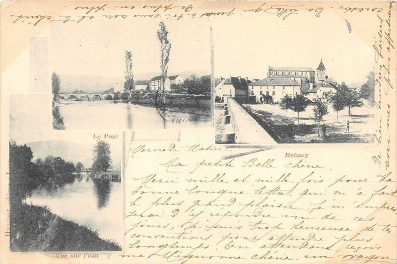 Carte postale ancienne Melisey Vue Sur L'Eau (dos non divisé) Pionniere à Mélisey