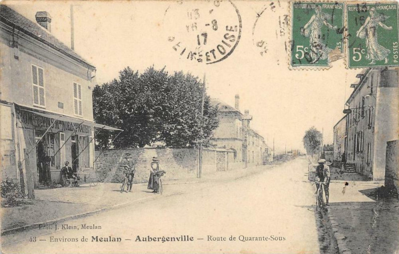Carte postale ancienne Aubergenville Route De Quarante Sous (pas courante à Aubergenville