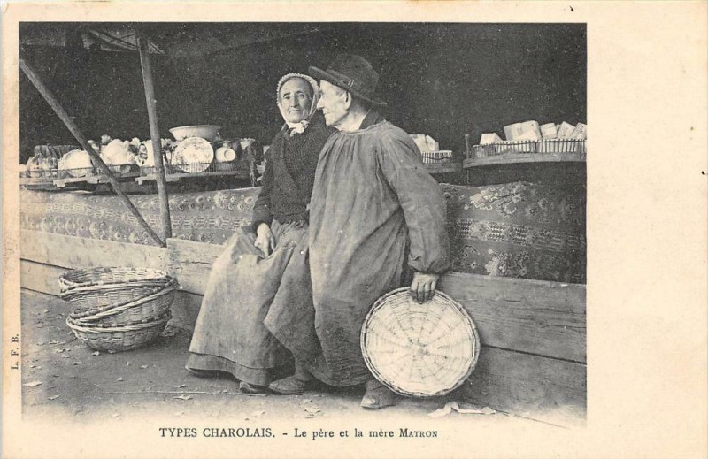 Carte postale ancienne Types Charolais Le Pere Et La Mere Matron
