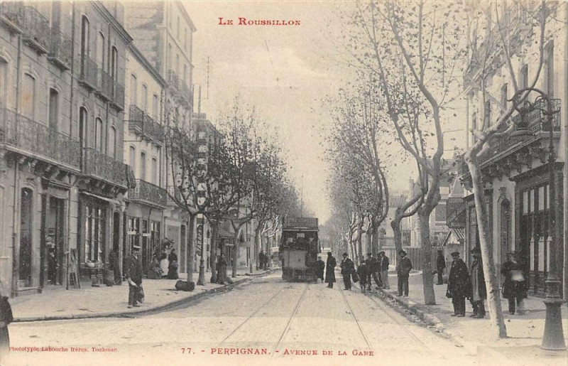 Carte postale ancienne Perpignan Avenue De La Gare à Perpignan