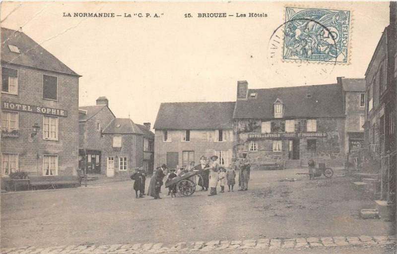 Carte postale ancienne Briouze Les Hotels à Briouze
