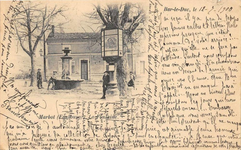 Carte postale ancienne Bar Le Duc Marbot Faubourg La Fontaine  (dos non divisé) Cliche Rare à Bar-le-Duc
