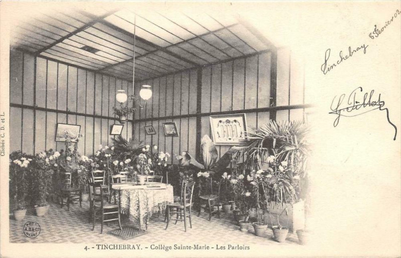 Carte postale ancienne Tinchebray College Sainte-Marie Les Parloirs (dos non divisé) à Ri