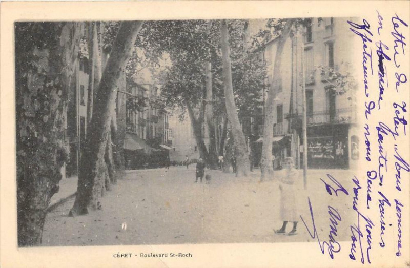 Carte postale ancienne Ceret Boulevard Saint Roch (cliché pas courant à Céret