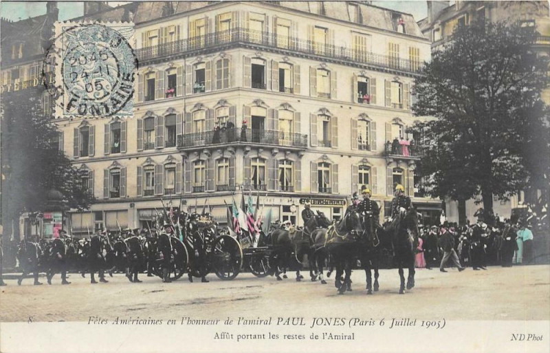 Carte postale ancienne Paris Fetes Americaines En L´HONNEUR De L´AMIRAL Paul Jones Affut Portant à Paris