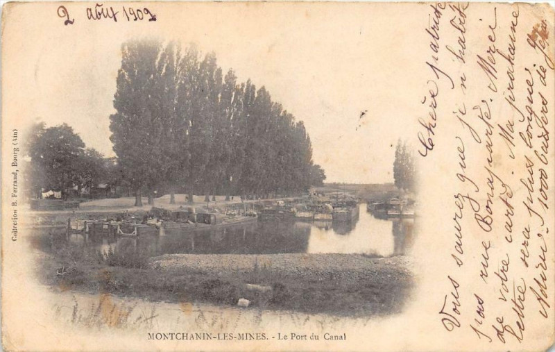 Carte postale ancienne Montchanin Les Mines Le Port Du Canal (dos non divisé) à Montchanin