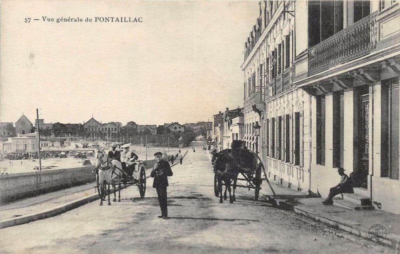 Carte postale ancienne Vue Generale De Pontaillac (2 Attelages Dans La Rue