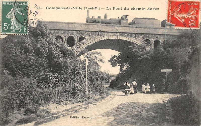 Carte postale ancienne Compans Le Pont Du Chemin De Fer (Train Sur Le Pont à Compans