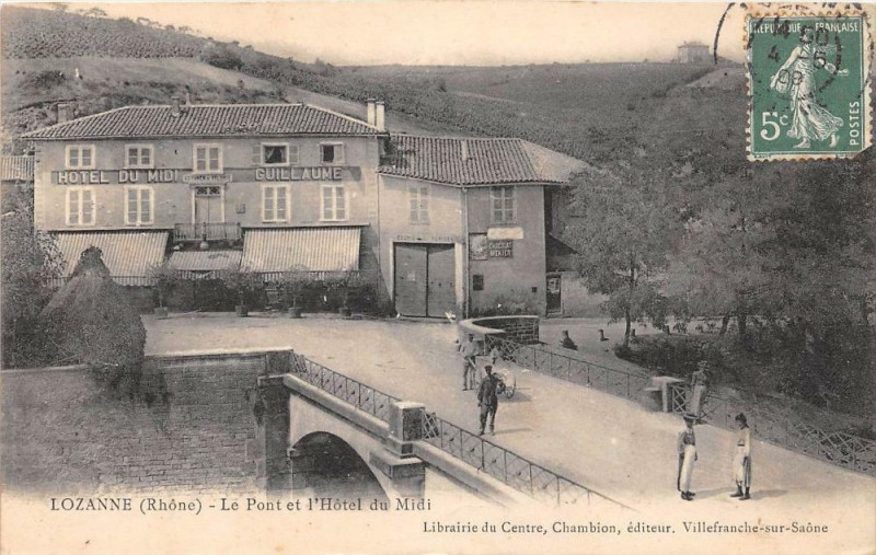 Carte postale ancienne Lozanne Le Pont Et L'Hotel Du Midi à Lozanne