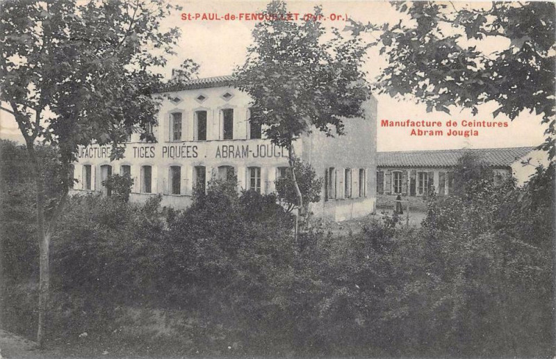 Carte postale ancienne Saint Paul De Fenouillet Manufacture De Ceintures Abram Jougla à Fenouillet