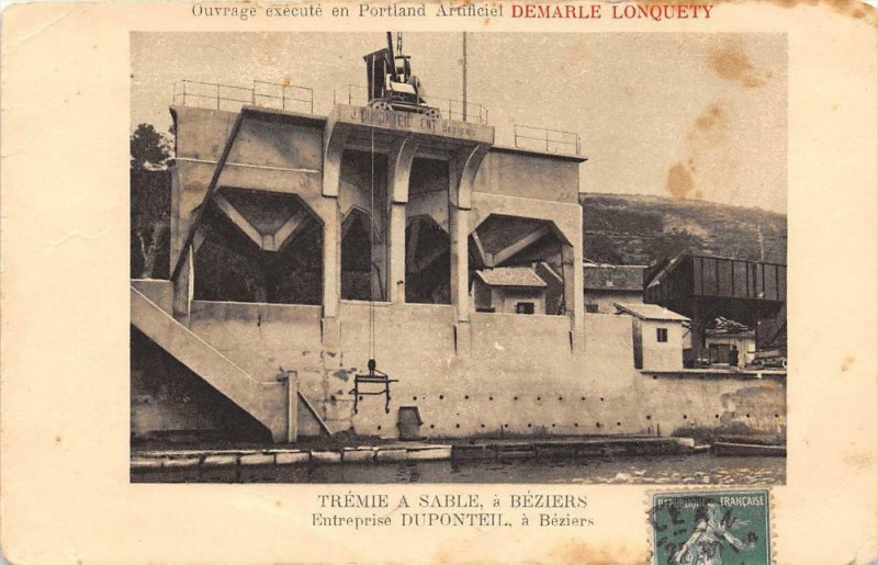 Carte postale ancienne Beziers Tremie A Sable A Beziers Entreprise Duponteil à Béziers