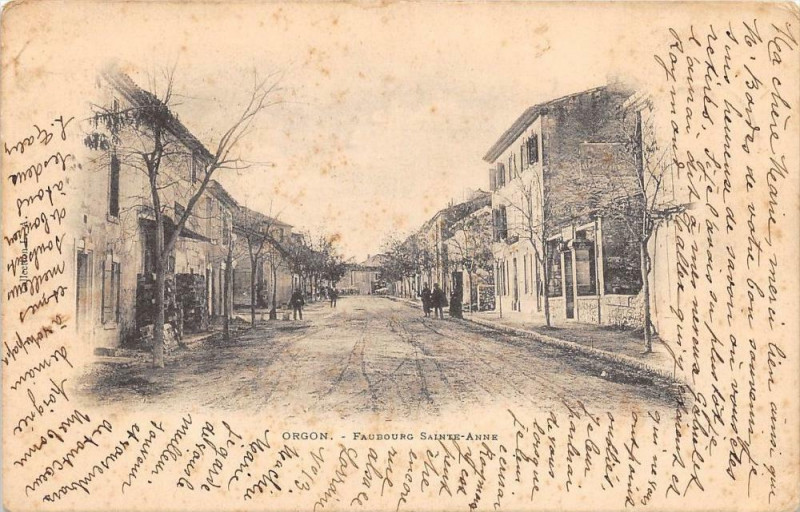 Carte postale ancienne Orgon Faubourg Sainte Anne (dos non divisé) à Orgon