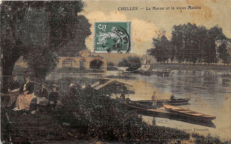 Carte postale ancienne La Marne et le vieux Moulin à Chelles