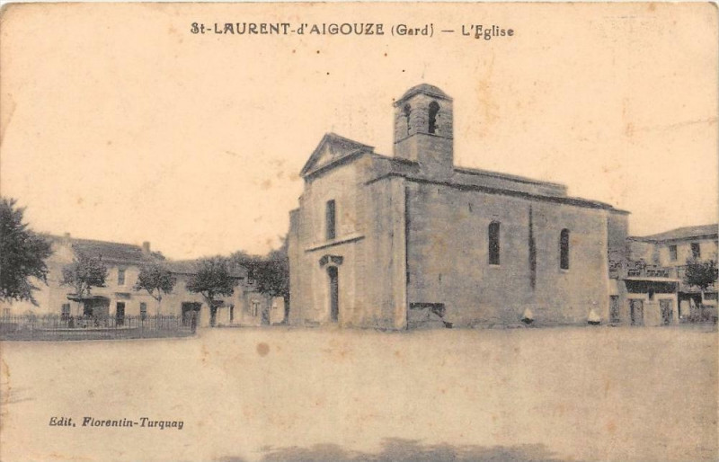 Carte postale ancienne Saint Laurent D'Aigouze L'Eglise (cliché rare éditeur local? à Saint-Laurent-d'Aigouze