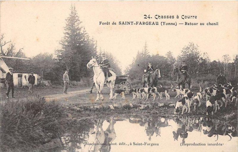 Carte postale ancienne Chasses A Courre Foret De Saint Fargeau Yonne Retour Au Chenil à Saint-Fargeau