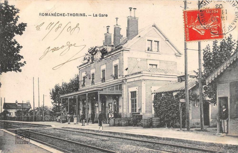 Carte postale ancienne Romaneche Thorins La Gare