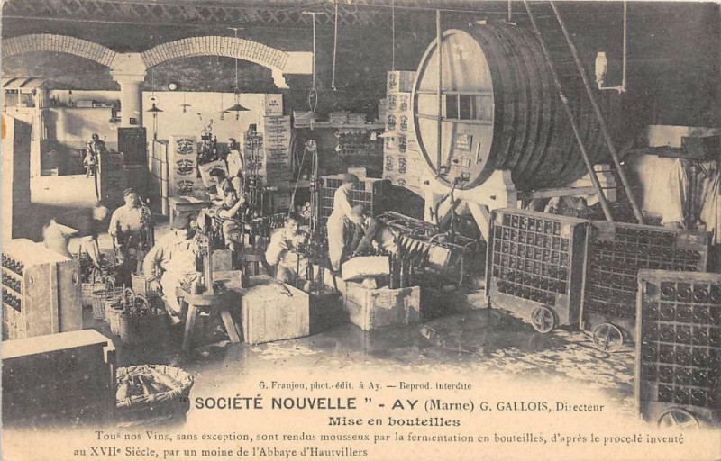Carte postale ancienne Ay Societe Nouvelle G.gallois Mise En Bouteilles (usine qui a été détruit