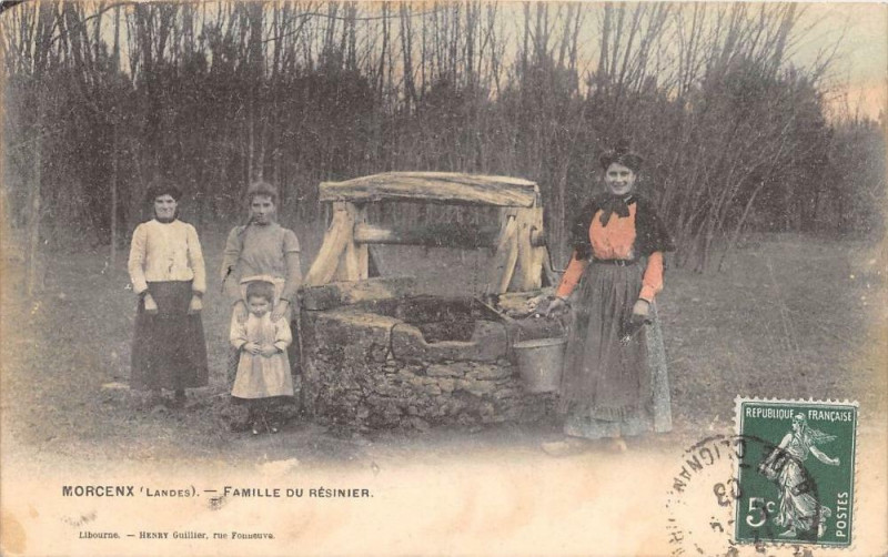 Carte postale ancienne Morcenx Famille Du Resinier