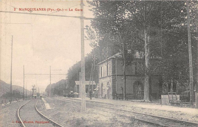 Carte postale ancienne Marquixanes La Gare (cliché rare pas courante à Marquixanes