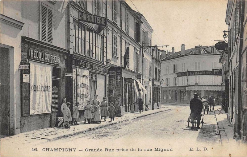 Carte postale ancienne Champigny Grande Rue Prise De La Rue Mignon