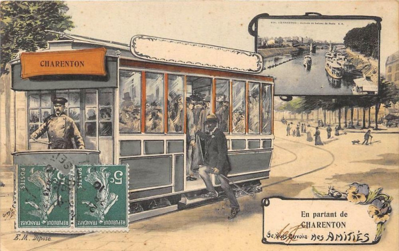 Carte postale ancienne Charenton En Partant De Charenton Tramway