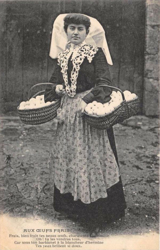 Carte postale ancienne Aux Oeufs Frais Frais Bien Frais Tes Beaux Oeufs