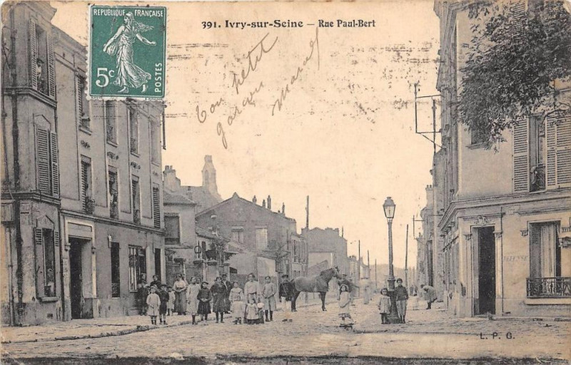 Carte postale ancienne Ivry Sur Seine Rue Paul Bert (cpa rare! à Ivry-sur-Seine